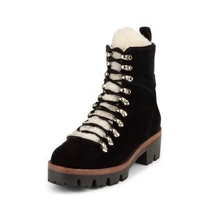 Jeffrey Campbell Women's Culvert Sherpa Combat Boots Black Size 6.5
